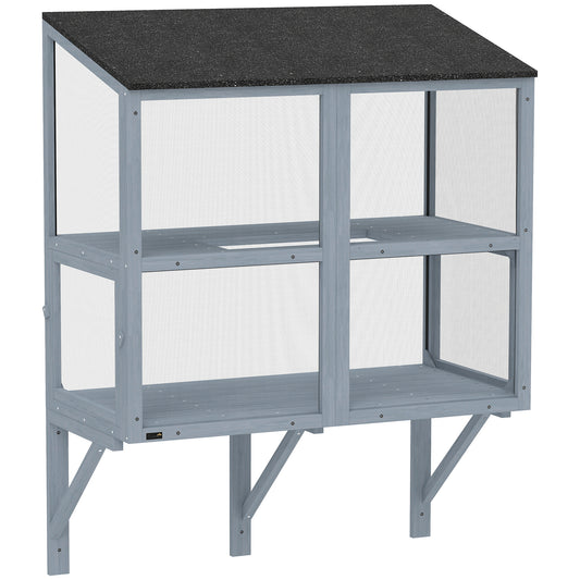 Cat Catio, Expandable Window Box Enclosure for Multiple Indoor Cats, Comfortable Wooden Pet Perch House, All Weather Use, with 2 Doors, for Sunbathing, Napping, Overlooking, 39.4"L