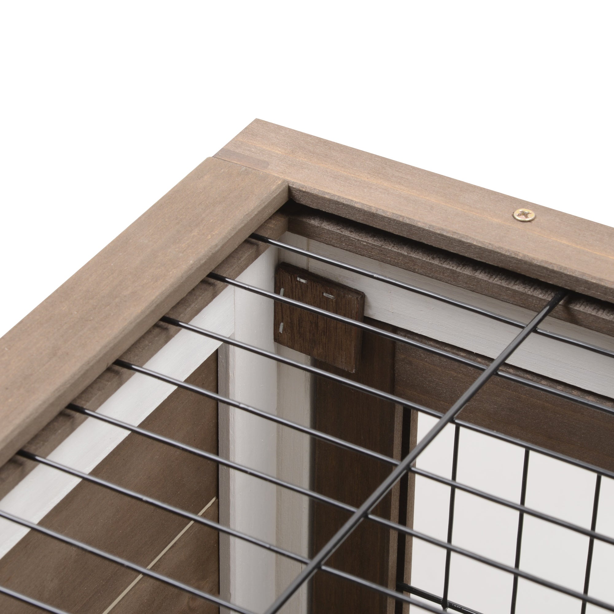 Rabbit Hutch Indoor Bunny Cage Guinea Pig House on Wheels with Run, Pull Out Trays, Brown and White