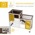 Load image into Gallery viewer, Rabbit Hutch Indoor Bunny Cage Guinea Pig House on Wheels with Run, Pull Out Trays, Brown and White
