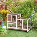 Load image into Gallery viewer, Wooden Indoor Rabbit Hutch Guinea Pig House Bunny Small Animal Cage W/ Wheels Enclosed Run 110 x 50 x 88 cm, Brown
