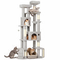 Load image into Gallery viewer, 79" Tall Cat Tree for Indoor Large Cats Adult, Multi-Level Kitty Tower Split Baseboard, 2 Condos, 2 Beds, 5 Sisal Scratching Posts, Hammock, Self-Grooming Brush
