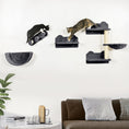 Load image into Gallery viewer, 4PCs Wall Mounted Cat Tree Cat Wall Shelves Furniture Climbing Shelf Set Kitten Activity Centre w/ Hammock, Scratching Post - Dark Grey
