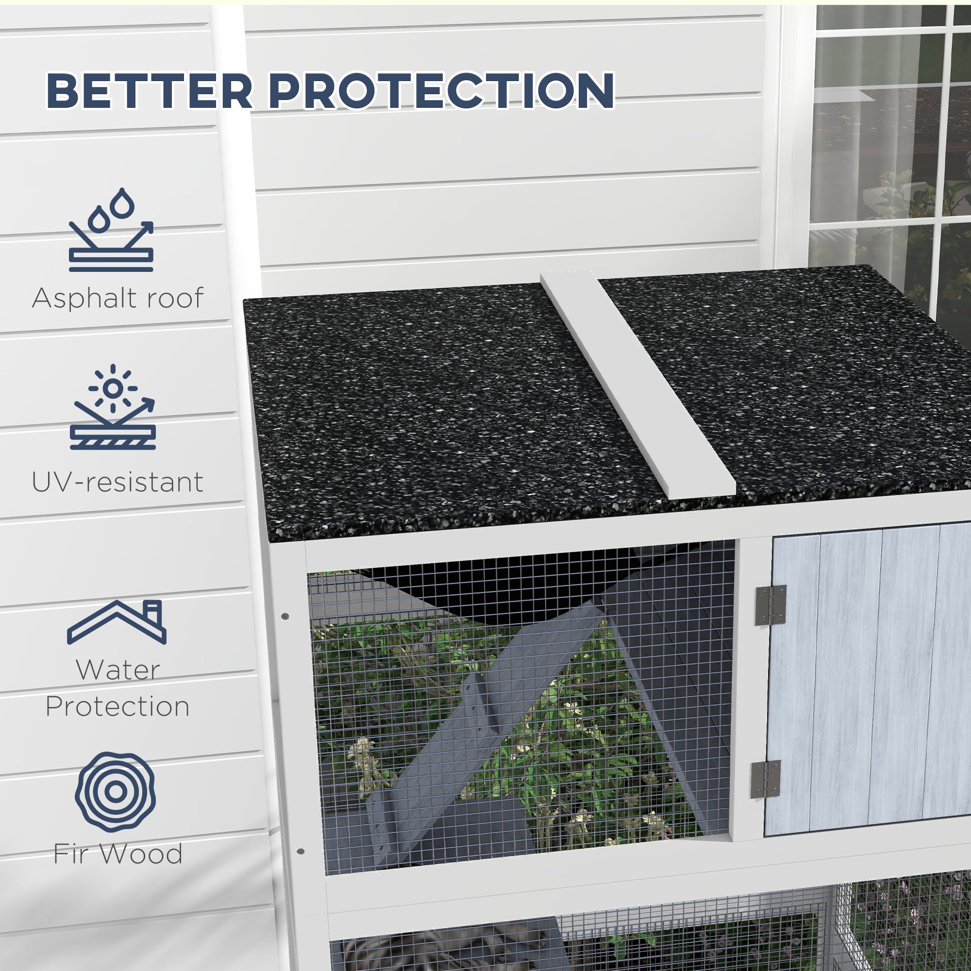 66"H Catio on Brake Wheel, Indoor Outdoor Cat Enclosure Cage with Weatherproof Roof Hammock Multiple Platforms Resting Condo Ramps Lockable Doors, for 1-3 Cats, Grey