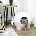 Load image into Gallery viewer, Large Cat Litter Box, Hooded Cat Litter Tray with Lid, Scoop, Top Handle, Front Entrance, 53 x 51 x 48cm - Pink
