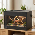 Load image into Gallery viewer, Reptile Terrarium, High-Strength Reptile Vivarium with Sliding Glass Doors, Secure Lock and Top Ventilation, Tarantula Enclosure for Bearded Dragon, Snake and Gecko, 60 x 45 x 45 cm, Black
