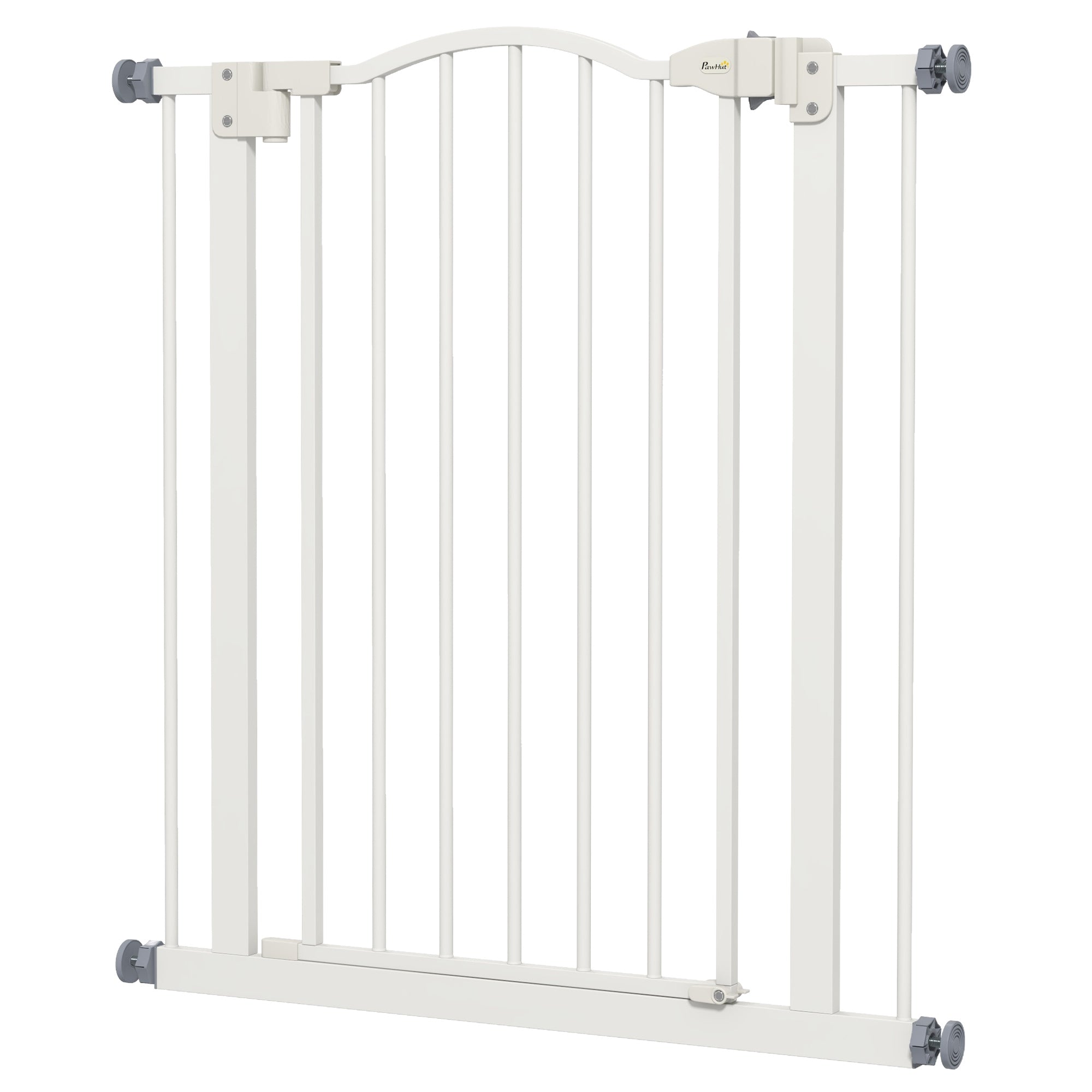 Pressure Fit Dog Stair Gate No Drilling Safety Gate Auto Close for Doorways, Hallways, 74-80cm Adjustable, 78cm Tall, White
