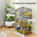 Load image into Gallery viewer, 45 Inch Small Animal Cage, 4-Tier Rolling Ferret Chinchilla Rabbit Cage with 6 Inch Deep Slide-Out Tray, Platforms, Hammock, for Bunnies, Ferrets, Chinchillas, Squirrels, Gray
