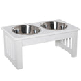 Load image into Gallery viewer, Raised Dog Bowl Feeding Bowls with Stand for Extra Small and Small Dogs Elevated Pet Bowls Water Food Feeder 44L x 24W x 15H cm - White
