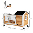 Load image into Gallery viewer, Wooden Rabbit Hutch with Wheels, Guinea Pig Cage, Small Animal House for Outdoor & Indoor with Slide-out Tray, 108 x 58 x 73.5cm, Yellow
