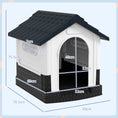 Load image into Gallery viewer, Dog Kennel for Outside, Plastic Dog House, Water-Resistant Pet Shelter with Windows, for Garden Patio, Miniature and Small Dogs, 80 x 69 x 76cm - Grey
