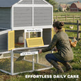 Load image into Gallery viewer, 77" Large Chicken Coop for 6-8 Chickens, Outdoor Wooden Hen House Poultry Cage with Run, 3 Nesting Boxes, Waterproof Roof, Removable Tray, Ramp for Farm Backyard, Gray
