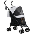 Load image into Gallery viewer, Pet stroller for Miniature Dogs, Foldable Dog Stroller with Shoulder Strap, 4 Wheels Pet Pram with Storage Bag, Cup Holder, Light Grey

