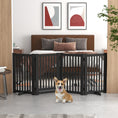 Load image into Gallery viewer, 30"H Foldable Dog Gate with Door, 4 Panels Freestanding Pet Gate Barriers Indoor with Support Feet, Puppy Fence for Dogs, Light Grey
