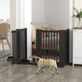 Load image into Gallery viewer, 30"H Foldable Dog Gate with Door, 4 Panels Freestanding Pet Gate Barriers Indoor with Support Feet, Puppy Fence for Dogs, Light Grey
