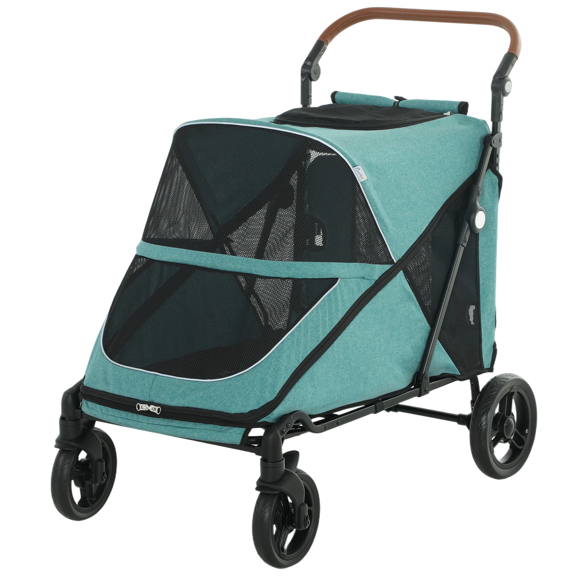 Dog Stroller for Large Dogs, One-Click Folding 4 Wheel Large Pet Stroller Wagon for Multiple Pets, All Terrain Spring Suspension w/ 8-Position Adjustable Handle, Mesh Window, Up to 88 LBS, Blue