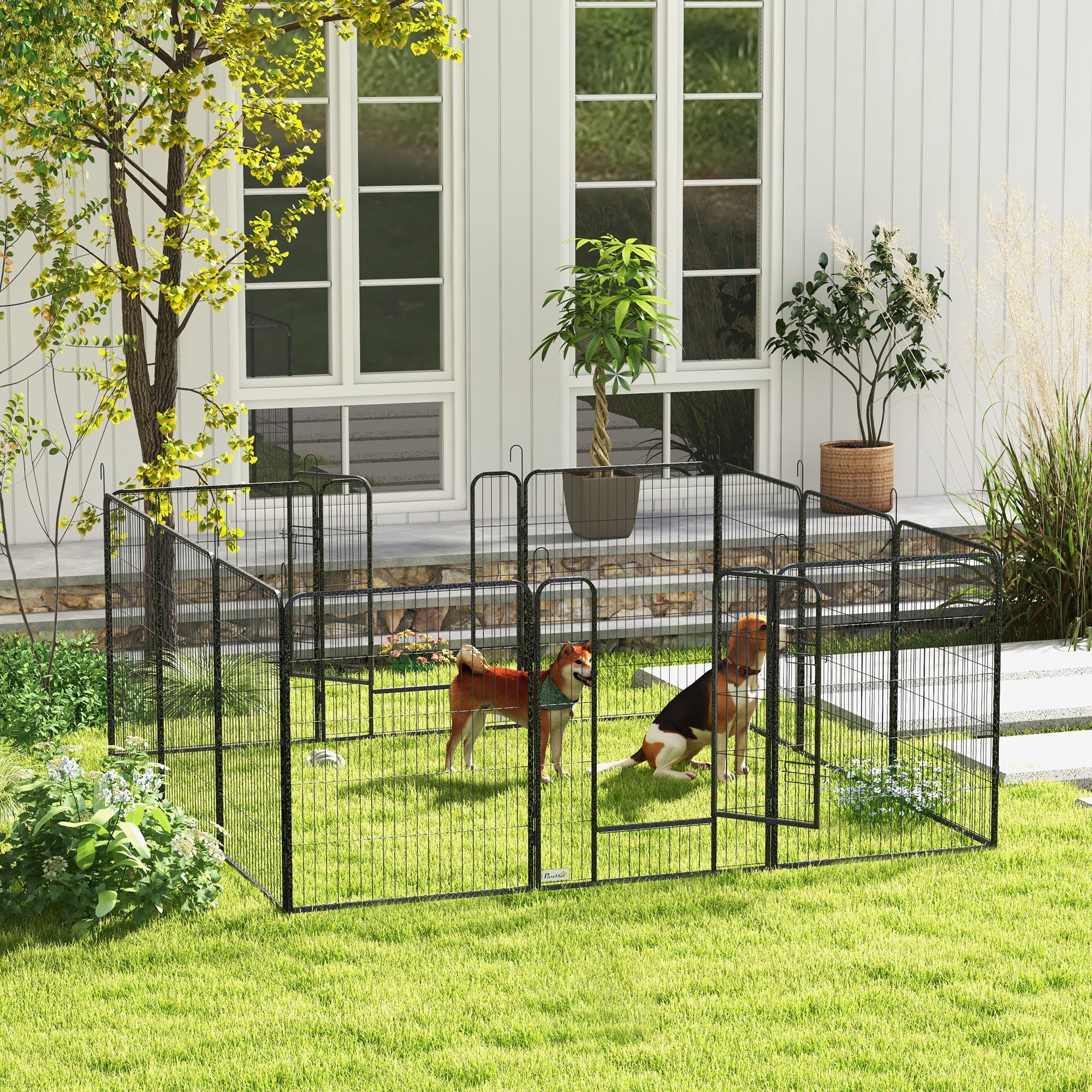 Dog Playpen, Wide 31.5"W Heavy-Duty Metal Puppy Play Pen, Pet Exercise Fences for Outside and Indoor, DIY Design with Door for Multiple Dogs, 12 Panels, 39"H