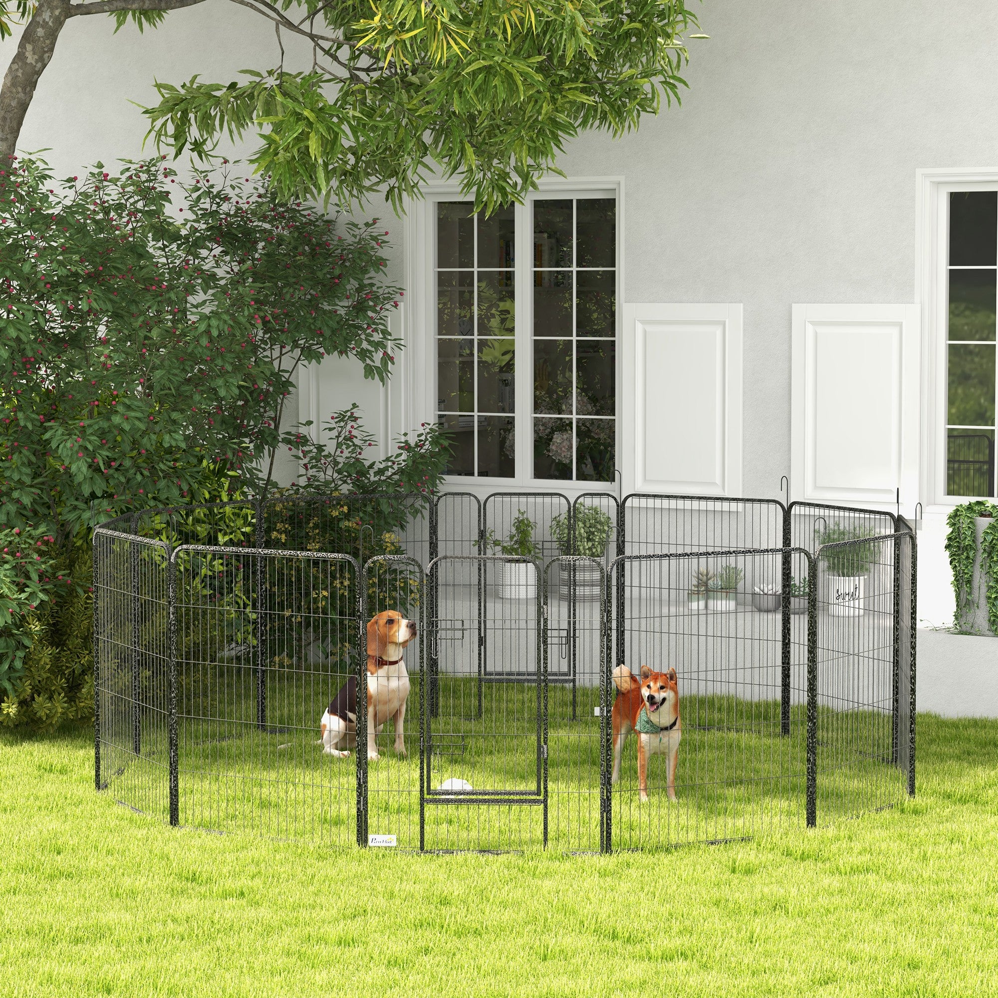 Dog Playpen, Wide 31.5"W Heavy-Duty Metal Puppy Play Pen, Pet Exercise Fences for Outside and Indoor, DIY Design with Door for Multiple Dogs, 12 Panels, 39"H