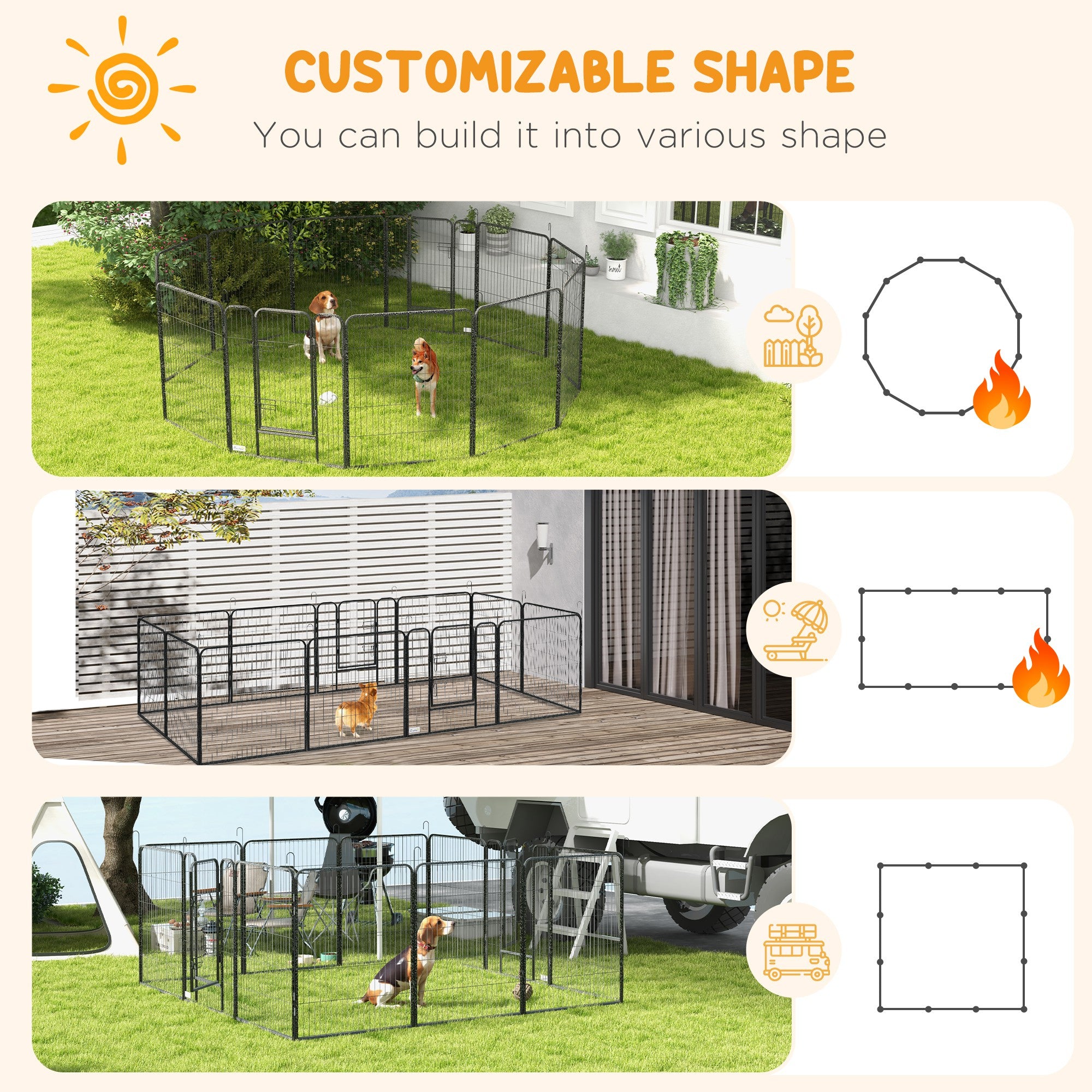 Dog Playpen, Wide 31.5"W Heavy-Duty Metal Puppy Play Pen, Pet Exercise Fences for Outside and Indoor, DIY Design with Door for Multiple Dogs, 12 Panels, 39"H