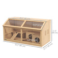 Load image into Gallery viewer, Wooden Hamster Cage, 33.5"L Hamster Habitat, Small Animal Cage for Syrian Drawf Hamster Gerbils Mice with Suspension Bridge, Ladders, Openable Top, Platform, Natural Wood

