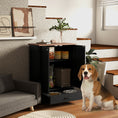 Load image into Gallery viewer, Pet Feeding Station with Storage, Dog Feeding Station with Raised Dog Bowls, Adjustable Panel, Hooks, Pet Food Storage Cabinet, Black
