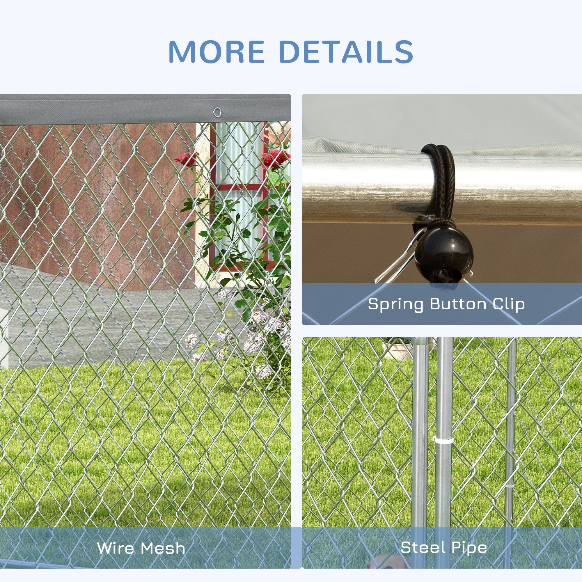 Outdoor Dog Kennel Dog Run with Waterproof, UV Resistant Cover for Medium and Large Sized Dogs, 13.4' x 11.5' x 8.8', Silver