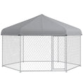 Load image into Gallery viewer, Outdoor Dog Kennel Dog Run with Waterproof, UV Resistant Cover for Medium and Large Sized Dogs, 13.4' x 11.5' x 8.8', Silver
