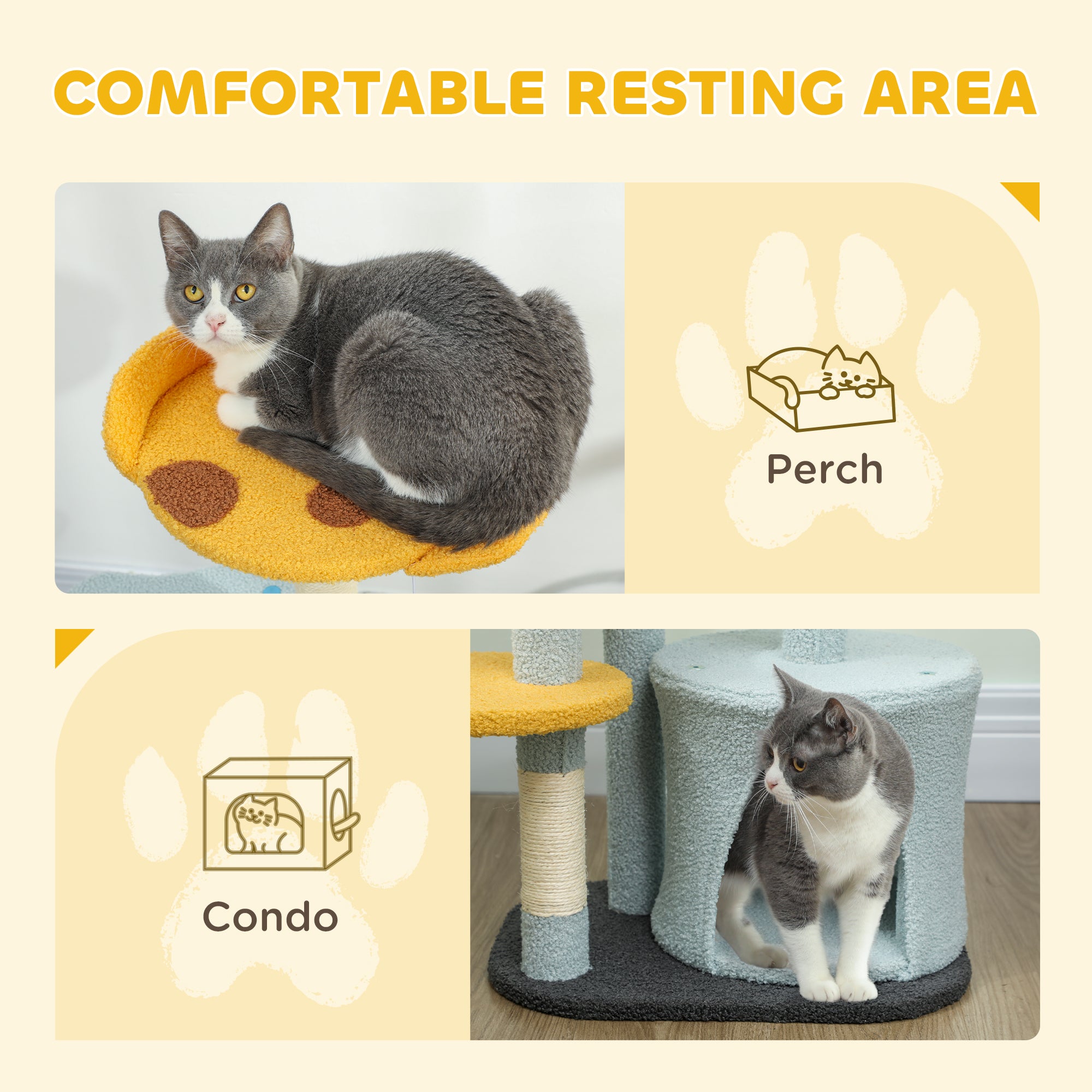 Cat Tree, 31.5 inch Cat Tower for Indoor Cats with Plush Perch, Gamepad Shaped Platform, Condo, Sisal Scratching Post and Toy Ball, Blue