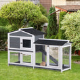 Load image into Gallery viewer, 2-tier Wood Rabbit Hutch Backyard Bunny Cage Small Animal House w/ Ramp and Outdoor Run, Grey

