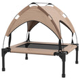 Load image into Gallery viewer, Elevated Dog Bed with Canopy, Cooling Dog Cot Bed for Camping, Portable Raised Pet Cot with Washable Breathable Mesh, for Indoor Outdoor, S & M Dogs, 30" x 24" x 27", Coffee
