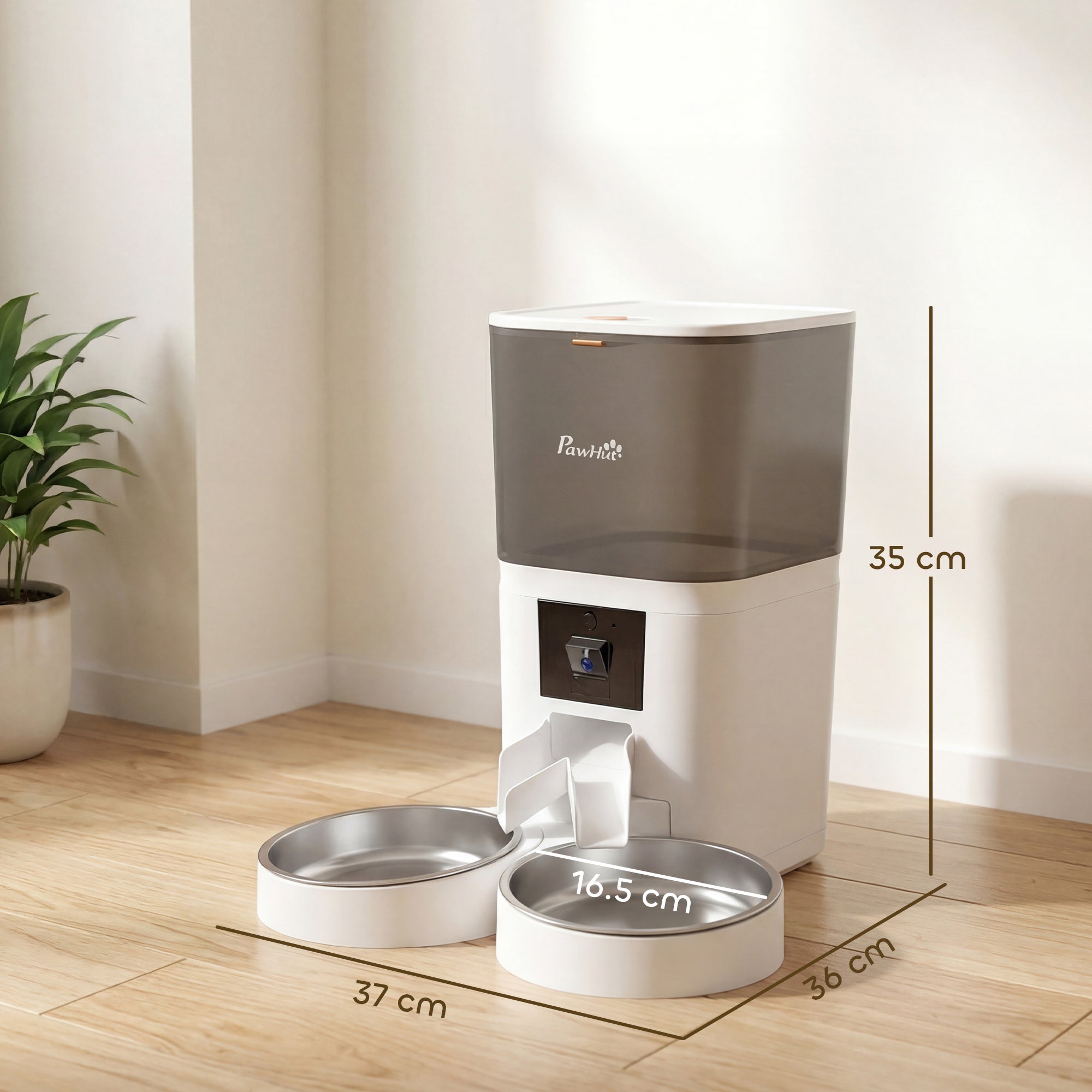 Automatic Cat Feeder with HD Camera for 2 Cats, 6L 2.4G/5G WiFi Smart Pet Food Dispenser with App Control, Timed Pet Feeder with 1-10 Meals Per Day, 10s Voice Recorder, Dual Power Supply