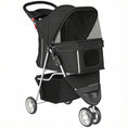 Load image into Gallery viewer, Dog Stroller, 3 Wheels Foldable Cat Dog Pram with Cup Holder, Storage Basket, Pet Stroller for Small Miniature Dogs, Black
