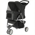 Load image into Gallery viewer, Dog Stroller, 3 Wheels Foldable Cat Dog Pram with Cup Holder, Storage Basket, Pet Stroller for Small Miniature Dogs, Black
