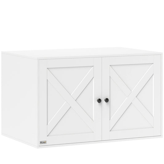 Cat Litter Box Enclosure, Hidden Washroom Furniture with Doors, Cat Hole, Handles, Indoor Pet House Side End Table Fit Most of Cat and Litter Box, 31.5" x 21" x 20", White