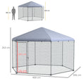 Load image into Gallery viewer, Walk in Chicken Run Chicken Coop Galvanised Outdoor Poultry Cage w/ Cover, for 10-15 Chickens, Hens, Rabbits, Ducks, 4 x 3.5 x 2.6m - Silver Tone
