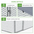Load image into Gallery viewer, Walk in Chicken Run Chicken Coop Galvanised Outdoor Poultry Cage w/ Cover, for 10-15 Chickens, Hens, Rabbits, Ducks, 4 x 3.5 x 2.6m - Silver Tone
