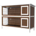 Load image into Gallery viewer, PawHut 54" 2-Story Large Rabbit Hutch Bunny Cage Wooden Pet House Small Animal Habitat with Lockable Doors, No Leak Tray and Waterproof Roof for Outdoor/Indoor Brown
