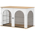 Load image into Gallery viewer, Dog Crate Furniture, Indoor Dog Cage with Double Doors for Large Breeds, Pet Kennel End Side Table with Arched Door Design, 100 x 60 x 69 cm, White
