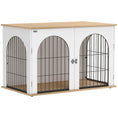 Load image into Gallery viewer, Dog Crate Furniture, Indoor Dog Cage with Double Doors for Large Breeds, Pet Kennel End Side Table with Arched Door Design, 100 x 60 x 69 cm, White
