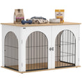 Load image into Gallery viewer, Dog Crate Furniture, Indoor Dog Cage with Double Doors for Large Breeds, Pet Kennel End Side Table with Arched Door Design, 100 x 60 x 69 cm, White
