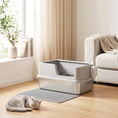 Load image into Gallery viewer, XL Stainless Steel Cat Litter Tray with Lid, High Sided Cat Litter Box with Scoop and Mat for Kittens up to 8 kg, Anti-Spillage, Odor Resistant and Easy to Clean, Light Grey
