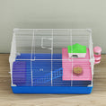 Load image into Gallery viewer, Hamster Cage, Small Gerbil Cage 2 Tiers Portable w/ Handle, Exercise Wheel, Water Bottle, Dishes, Blue
