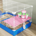 Load image into Gallery viewer, Hamster Cage, Small Gerbil Cage 2 Tiers Portable w/ Handle, Exercise Wheel, Water Bottle, Dishes, Blue
