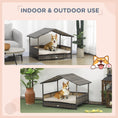 Load image into Gallery viewer, PawHut Wicker Dog House Outdoor with Canopy, Rattan Dog Bed with Water-resistant Cushion, Raised Dog Bed for Small, Medium Dogs up to 66 lbs, 19.75" in Length, Brown Wicker, Khaki Cushion

