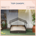 Load image into Gallery viewer, PawHut Wicker Dog House Outdoor with Canopy, Rattan Dog Bed with Water-resistant Cushion, Raised Dog Bed for Small, Medium Dogs up to 66 lbs, 19.75" in Length, Brown Wicker, Khaki Cushion

