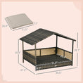 Load image into Gallery viewer, PawHut Wicker Dog House Outdoor with Canopy, Rattan Dog Bed with Water-resistant Cushion, Raised Dog Bed for Small, Medium Dogs up to 66 lbs, 19.75" in Length, Brown Wicker, Khaki Cushion
