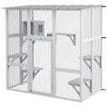 Load image into Gallery viewer, Catio, Wooden Outdoor Cat Enclosure Window Box with Weatherproof Roof, Bridge, Resting Box, Platforms, Cat Cage for 2 Kittens, White
