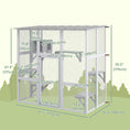 Load image into Gallery viewer, Catio, Wooden Outdoor Cat Enclosure Window Box with Weatherproof Roof, Bridge, Resting Box, Platforms, Cat Cage for 2 Kittens, White
