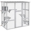 Load image into Gallery viewer, Catio, Wooden Outdoor Cat Enclosure Window Box with Weatherproof Roof, Bridge, Resting Box, Platforms, Cat Cage for 2 Kittens, White
