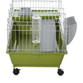 Load image into Gallery viewer, 35" Small Animal Cage, Rolling Bunny Cage, Guinea Pig Cage with Food Dish, Water Bottle, Hay Feeder, Platform, Ramp for Chinchilla, Green
