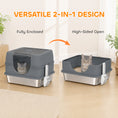 Load image into Gallery viewer, Stainless Steel Cat Litter Box with Lid, High Sided Enclosed Litter Box with Removable Lid, Tray, Scoop, Easy to Clean, Odor Control, Anti-Leakage, Grey
